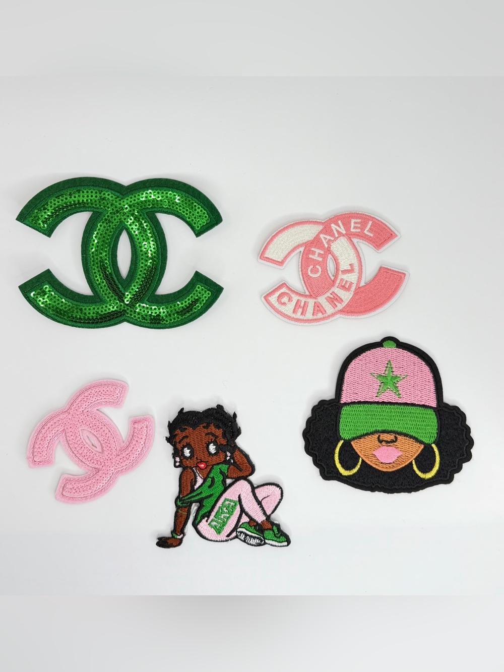 5pc Designer “AKA” Pink & Green Patch Set